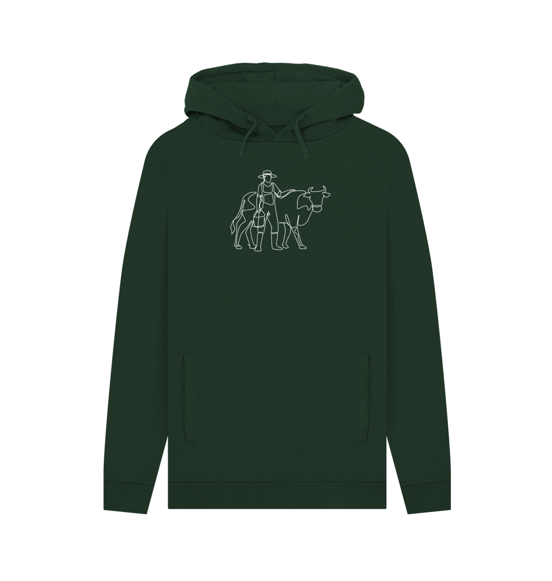 Evergreen Men's Cow Organic Cotton Pullover Hoodie (White)