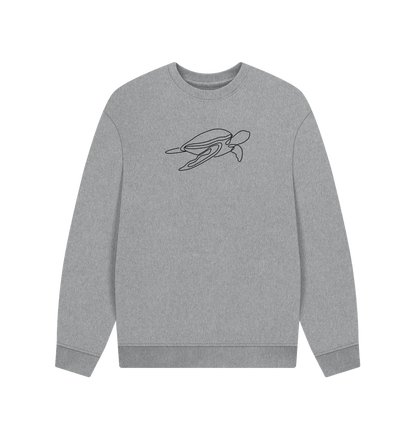 Athletic Grey Men's Sea Turtle Organic Cotton Oversized Crewneck - Black Design