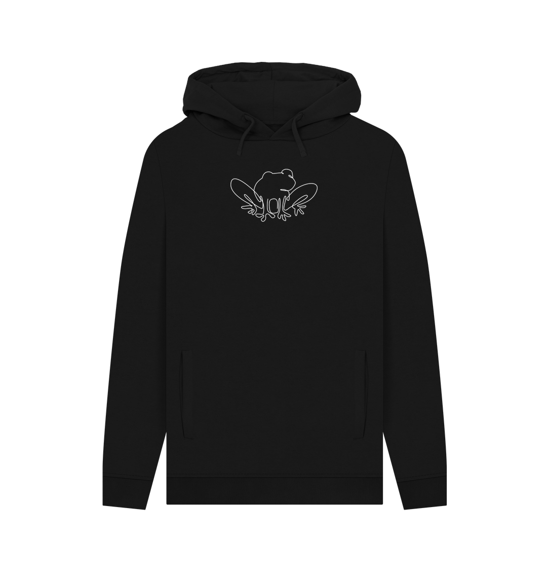 Black Men's Frog Pullover Hoodie - White