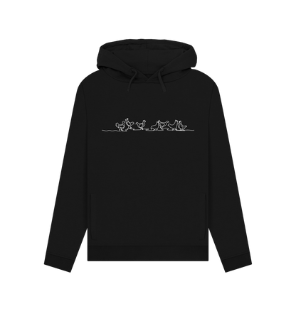 Black Women's Chickens Organic Cotton Pullover Hoodie (White)