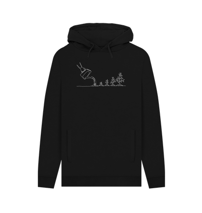 Black Men's Gardening Organic Cotton Pullover Hoodie (White)