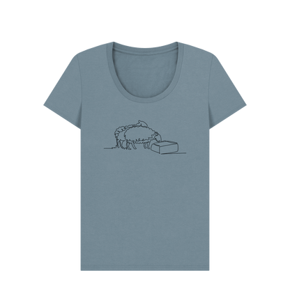 Stone Blue Women's Sheep Organic Cotton Scoop Neck Tee (Black)