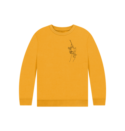 Mustard Kid's Climber Organic Cotton Crewneck Sweater (Black)