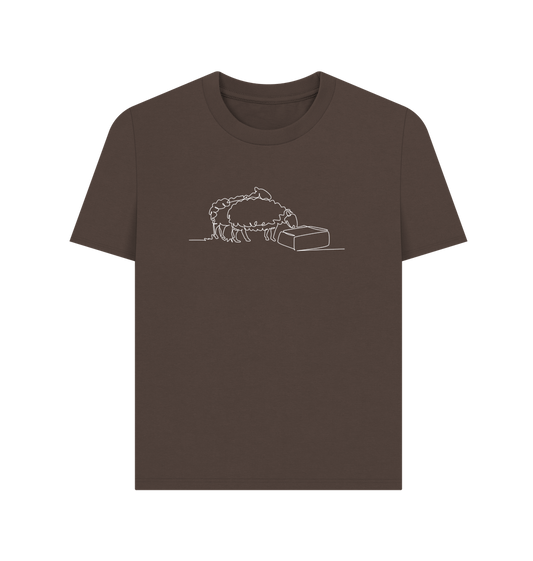 Chocolate Women's Sheep Organic Cotton Basic Tee (White)