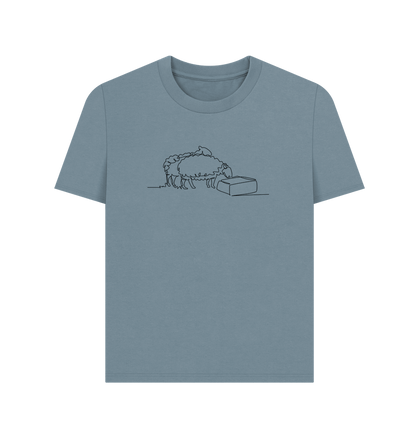 Stone Blue Women's Sheep Organic Cotton Basic Tee (Black)