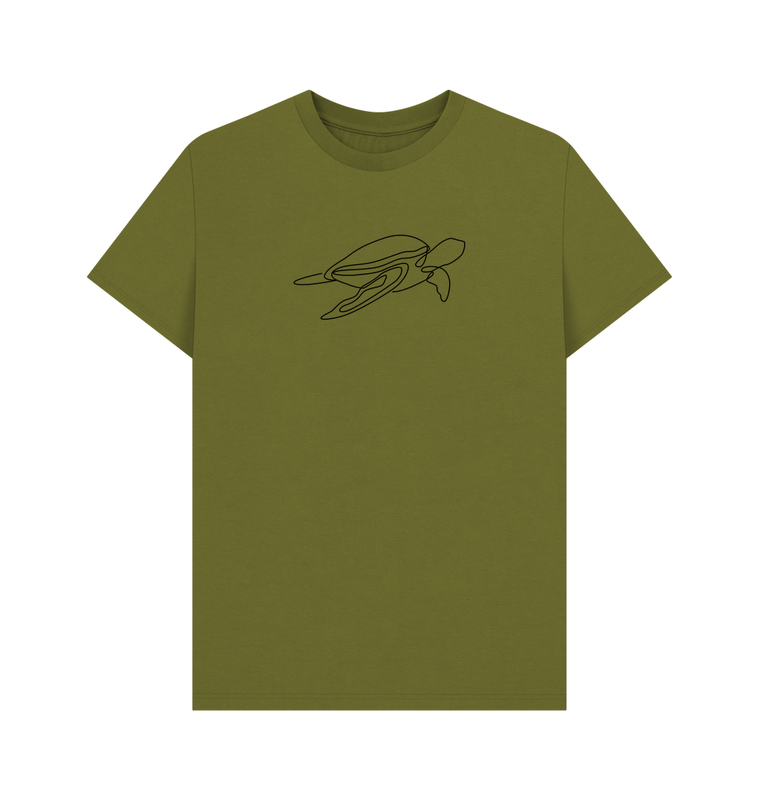 Moss Green Men's Sea Turtle Organic Cotton Basic Tee (Black)