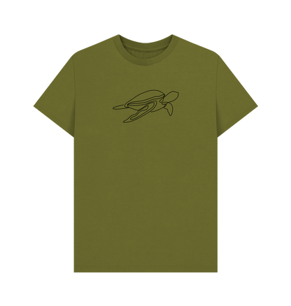 Moss Green Men's Sea Turtle Organic Cotton Basic Tee (Black)