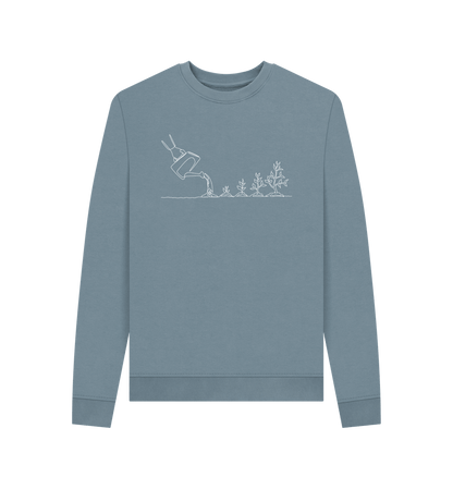 Stone Blue Women's Gardening Organic Cotton Crewneck Sweater (White)