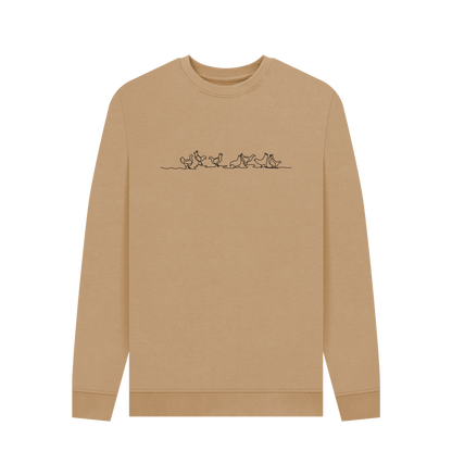 Sand Men's Chickens Organic Cotton Crewneck Sweater (Black)