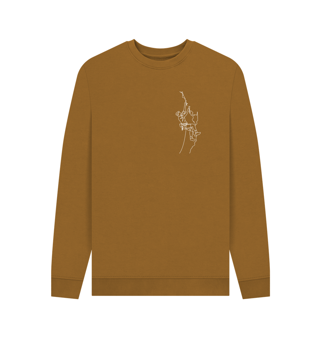 Brown Men's Climber Organic Cotton Crewneck Sweater (White)