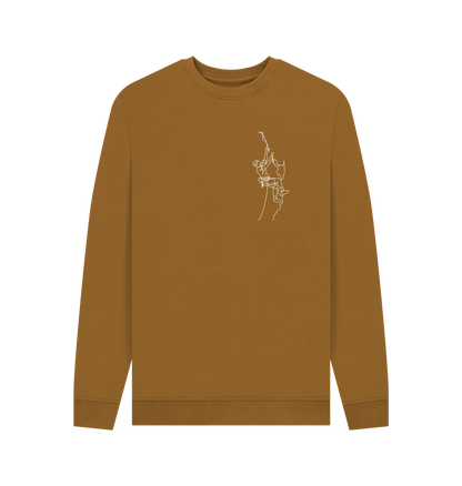 Brown Men's Climber Organic Cotton Crewneck Sweater (White)