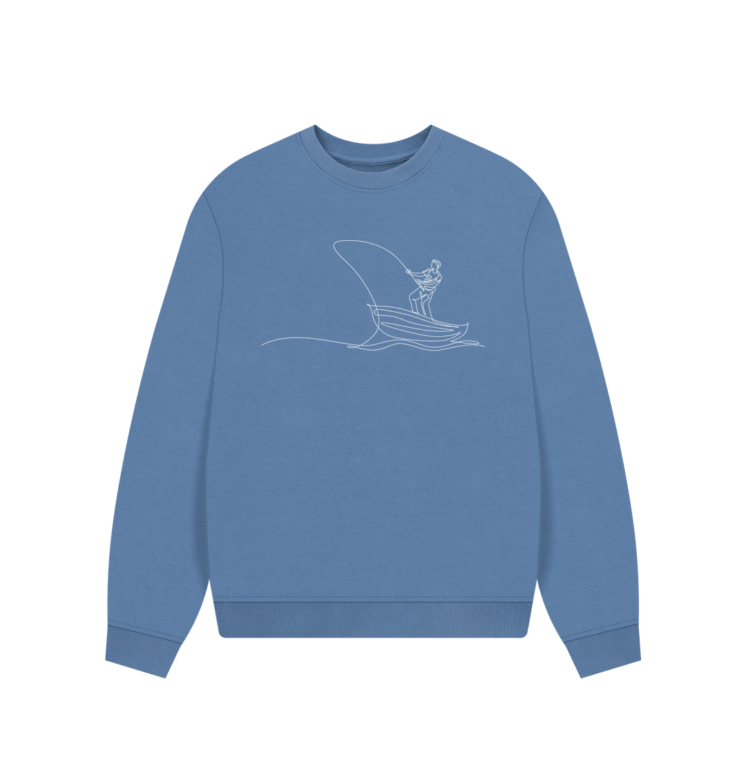 Solent Women's Fisherman Organic Cotton Oversized Crewneck (White)