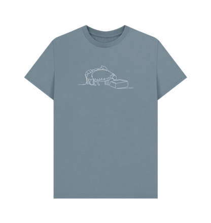 Stone Blue Men's Sheep Organic Cotton Basic Tee (White)