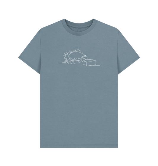 Stone Blue Men's Sheep Organic Cotton Basic Tee (White)