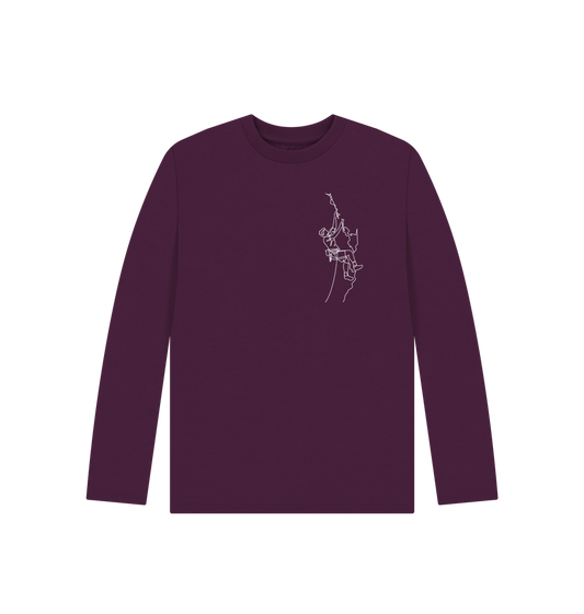 Purple Kid's Climber Organic Cotton Long Sleeve Tee (White)