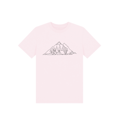 Pink Kid's Camping Organic Cotton Basic Tee (Black)