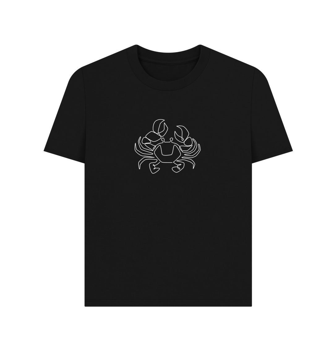 Black Women's Crab Organic Cotton Basic Tee (White)