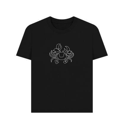 Black Women's Crab Organic Cotton Basic Tee (White)