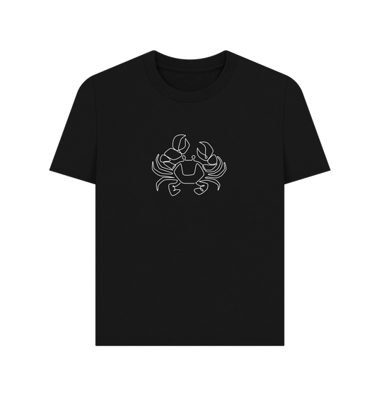 Black Women's Crab Organic Cotton Basic Tee (White)