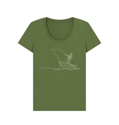 Khaki Women's Fisherman Organic Cotton Scoop Neck Tee (White)