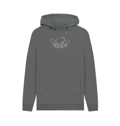 Slate Grey Men's Frog Pullover Hoodie - White