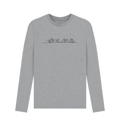 Athletic Grey Men's Chickens Organic Cotton Long Sleeve Tee - Black Design