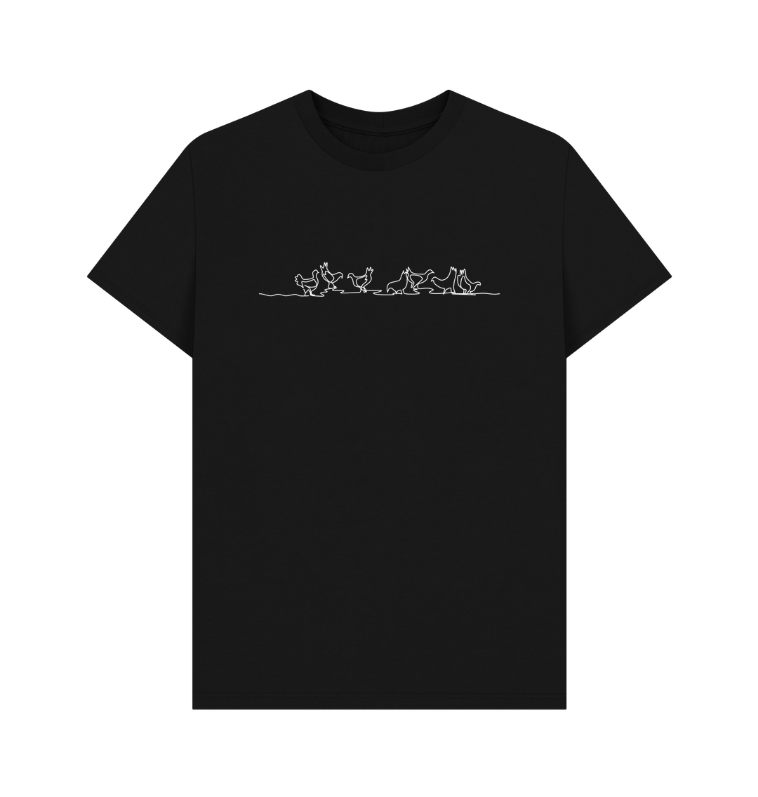 Black Men's Chickens Organic Cotton Basic Tee (White)