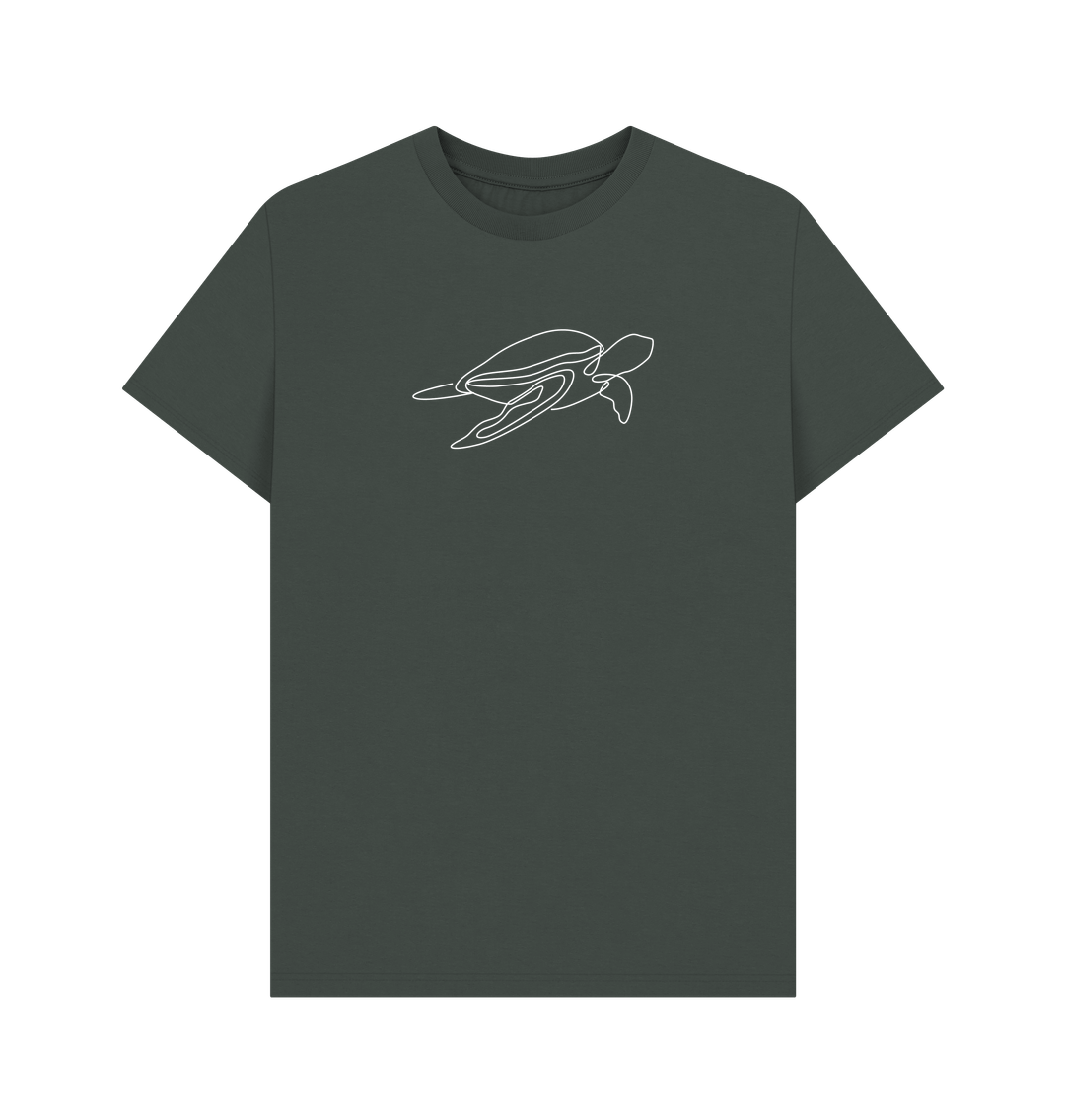 Dark Grey Men's Sea Turtle Organic Cotton Basic Short Sleeve Tee (White)