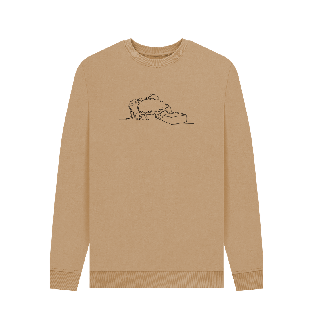 Sand Men's Sheep Organic Cotton Crewneck Sweater (Black)