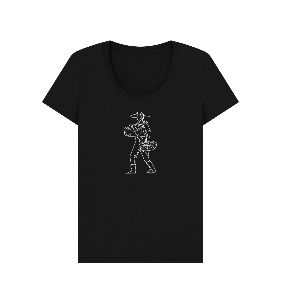 Black Women's Harvest Organic Cotton Scoop Neck Tee (White)