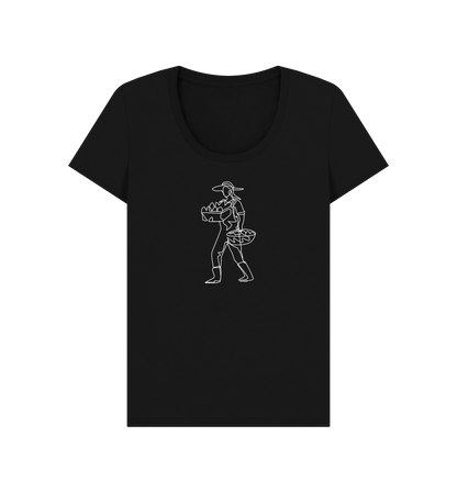 Black Women's Harvest Organic Cotton Scoop Neck Tee (White)