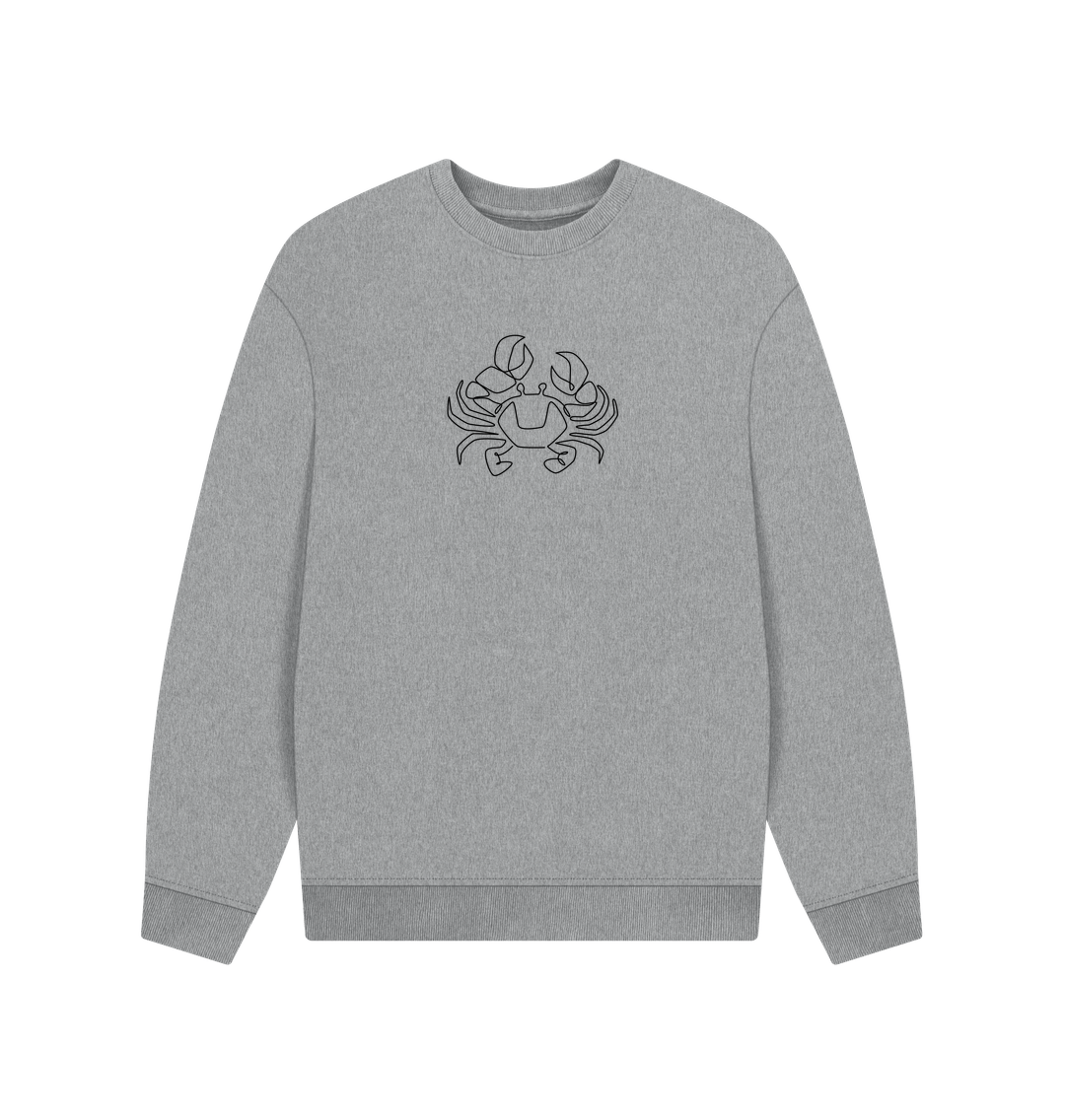 Athletic Grey Men's Crab Organic Cotton Oversized Crewneck - Black Design