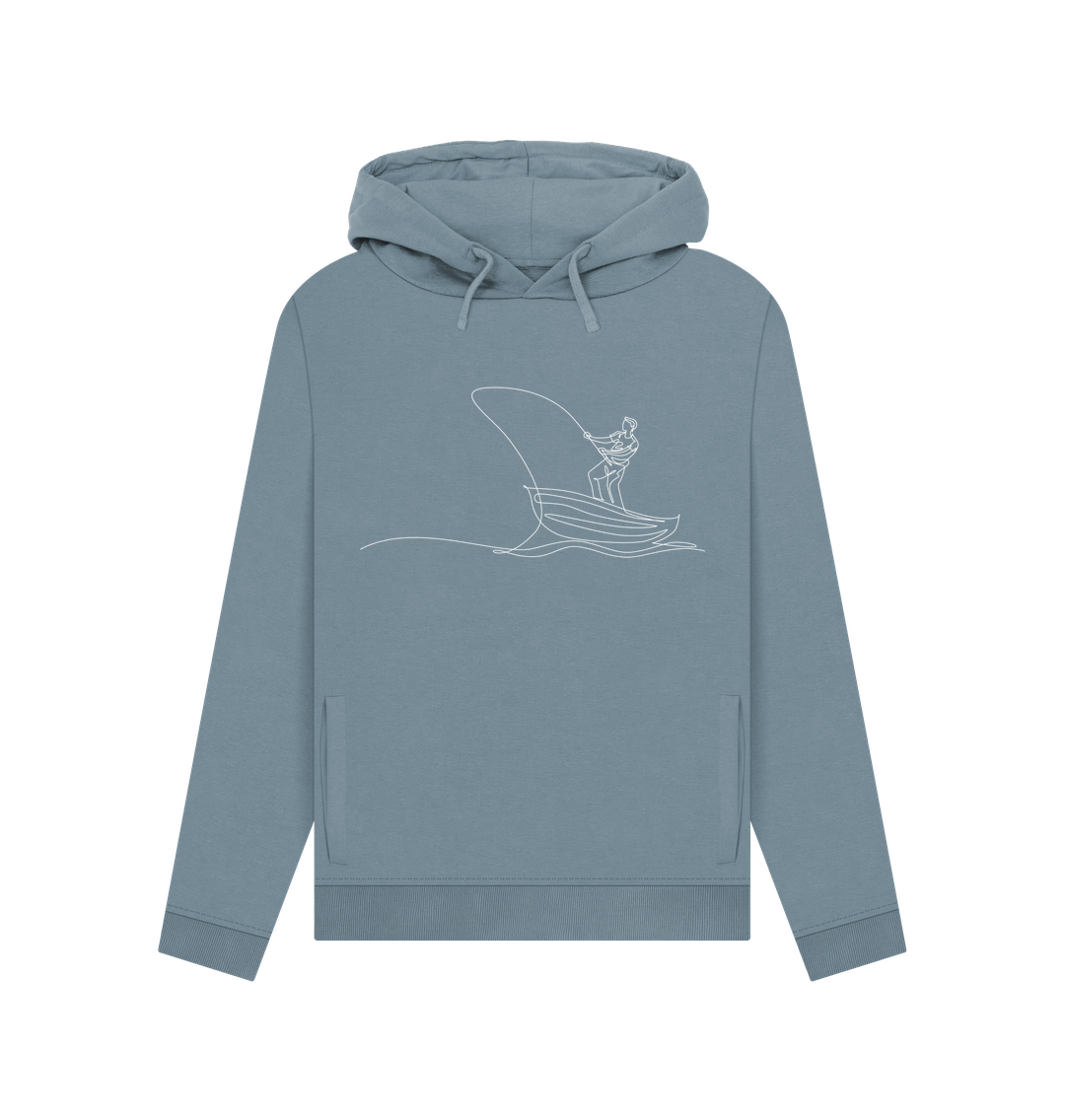 Stone Blue Women's Fisherman Organic Cotton Pullover Hoodie (White)