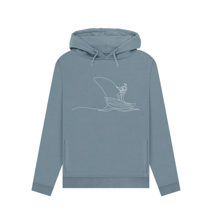 Stone Blue Women's Fisherman Organic Cotton Pullover Hoodie (White)