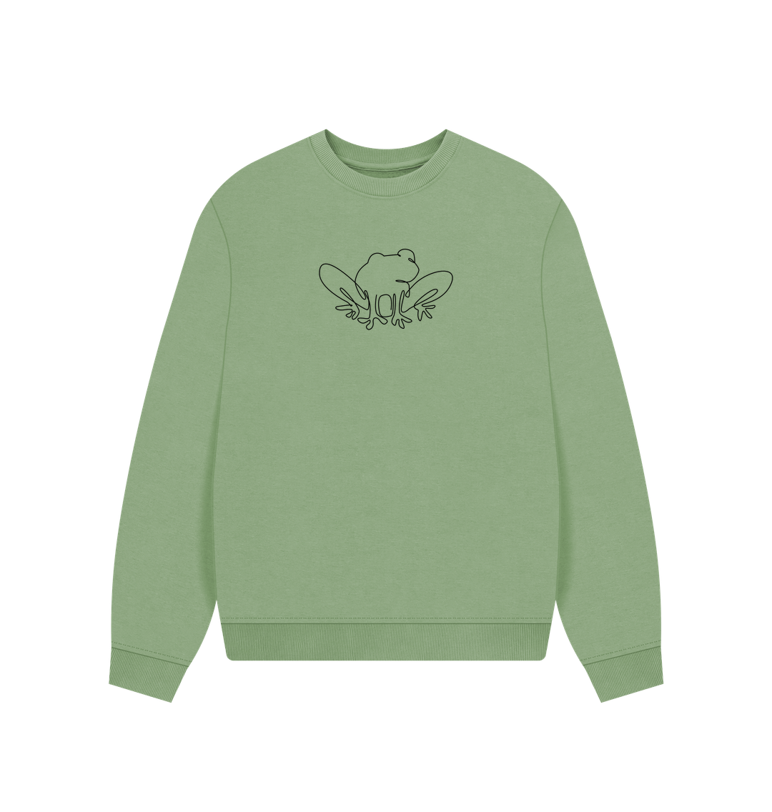 Sage Women's Frog Organic Cotton Oversized Crewneck (Black)