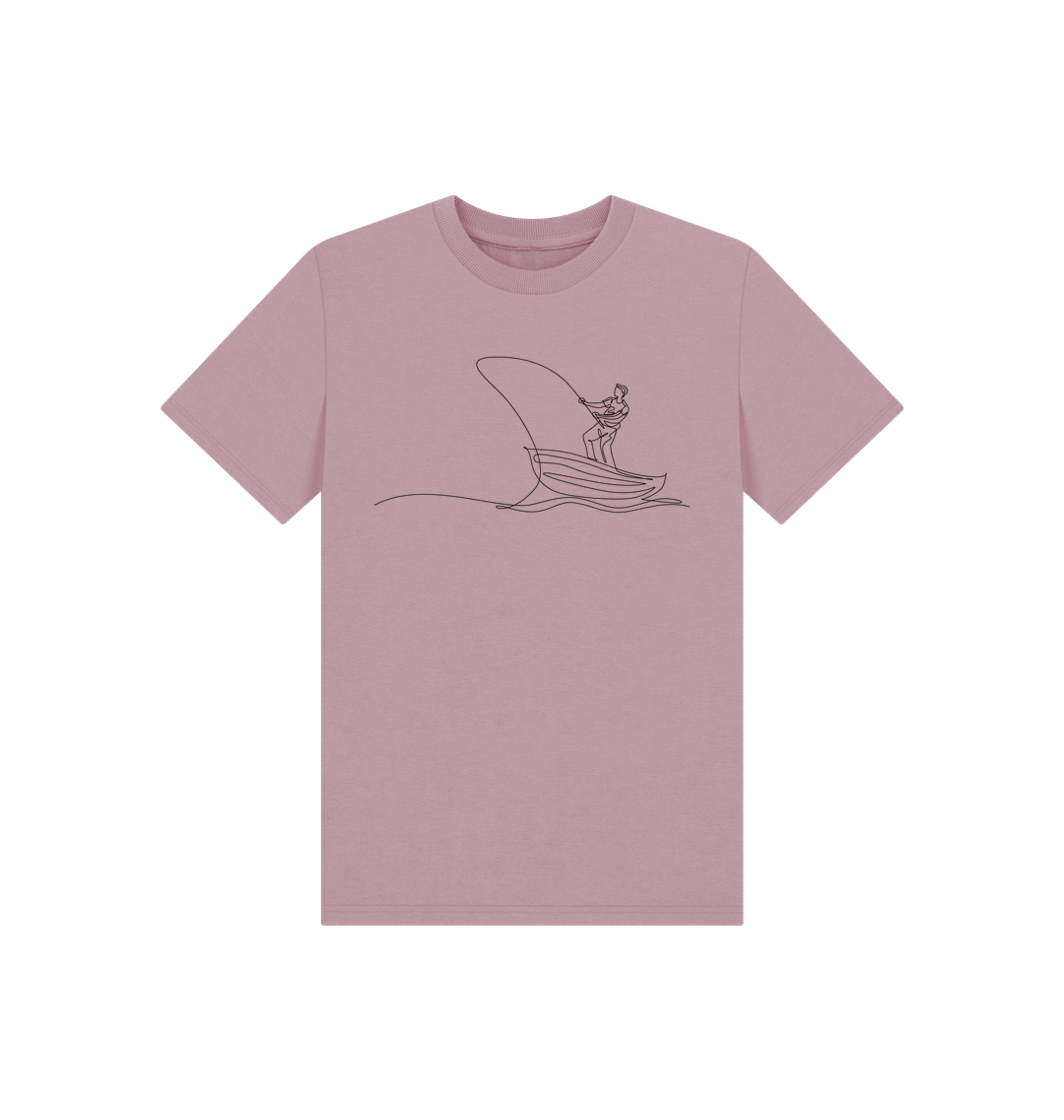 Mauve Kid's Fisherman Organic Cotton Basic Tee (Black)