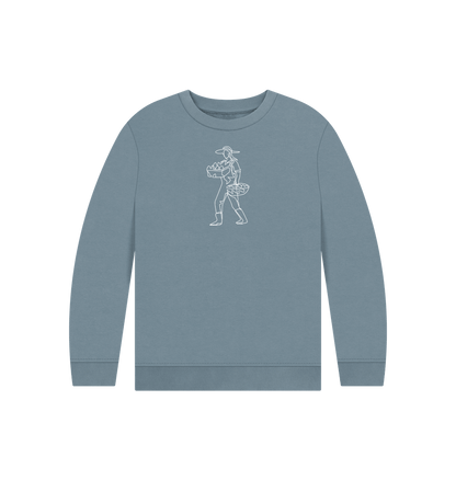 Stone Blue Kid's Harvest Organic Cotton Crewneck Sweater (White)