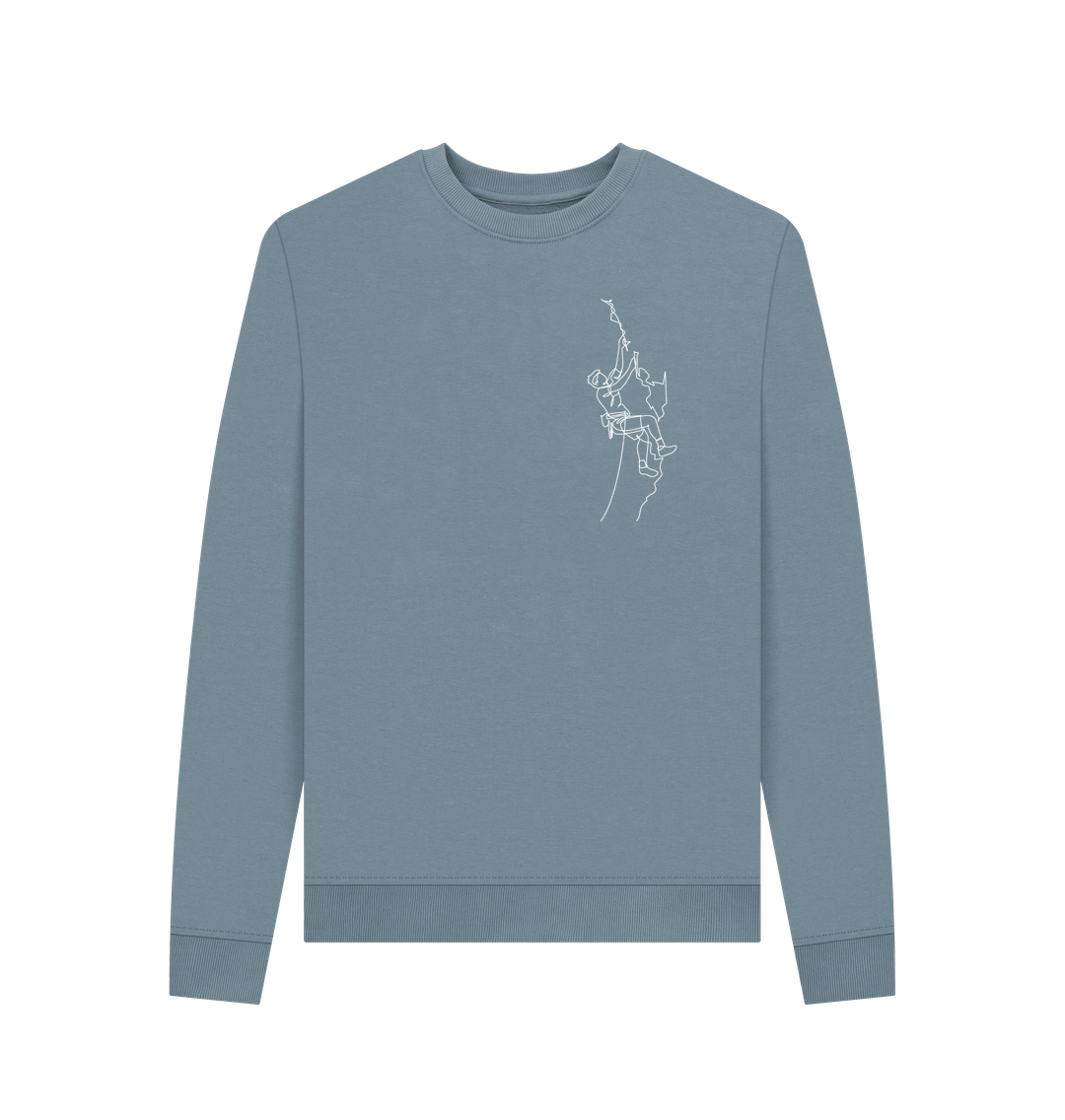 Stone Blue Women's Climber Organic Cotton Crewneck Sweater (White)