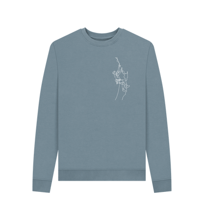 Stone Blue Women's Climber Organic Cotton Crewneck Sweater (White)