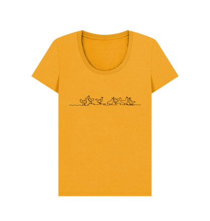 Mustard Women's Chickens Organic Cotton Scoop Neck Tee (Black)