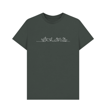 Dark Grey Men's Chickens Organic Cotton Basic Tee (White)