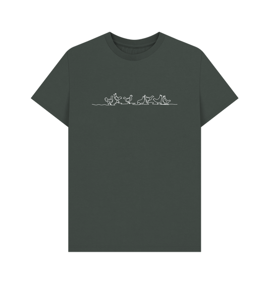 Dark Grey Men's Chickens Organic Cotton Basic Tee (White)