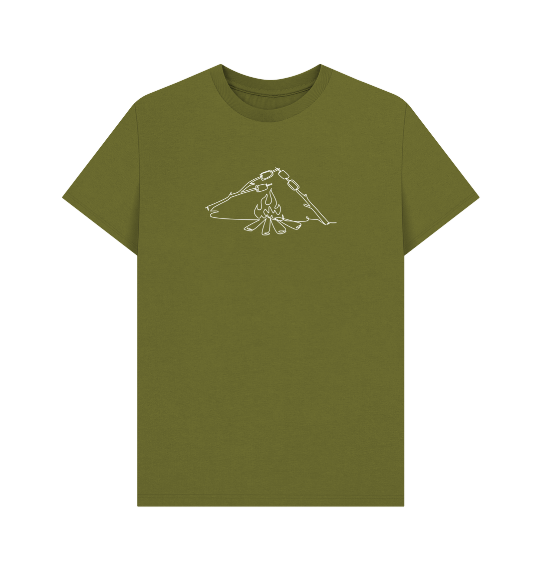 Moss Green Men's S'mores Organic Cotton Basic Short Sleeve Tee (White)