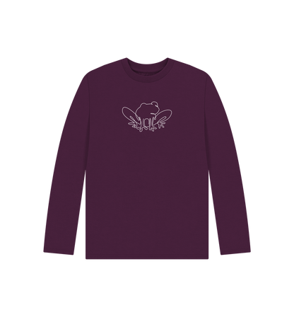 Purple Kid's Frog Organic Cotton Long Sleeve Tee (White)