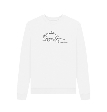 White Women's Sheep Organic Cotton Crewneck Sweater (Black)