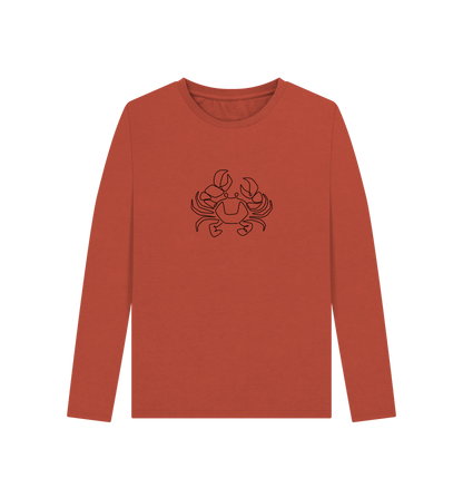 Rust Women's Crab Organic Cotton Long Sleeve Tee (Black)