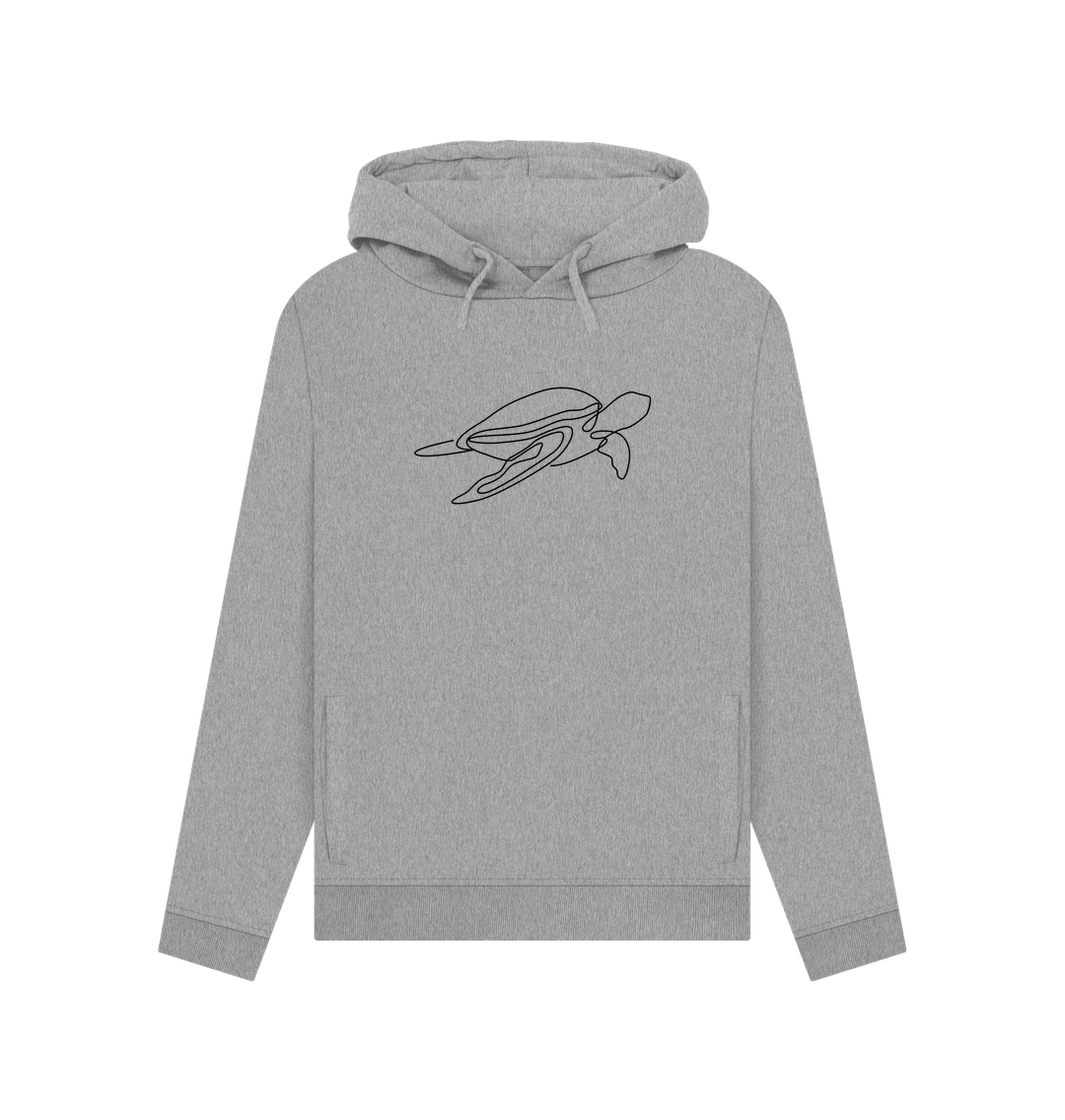 Light Heather Women's Sea Turtle Organic Cotton Pullover Hoodie (Black)