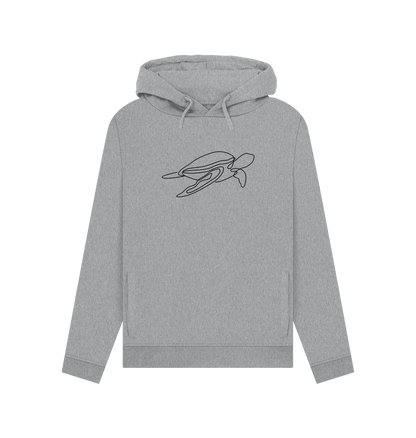 Light Heather Women's Sea Turtle Organic Cotton Pullover Hoodie (Black)