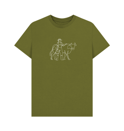 Moss Green Men's Cow Organic Cotton Basic Tee (White)