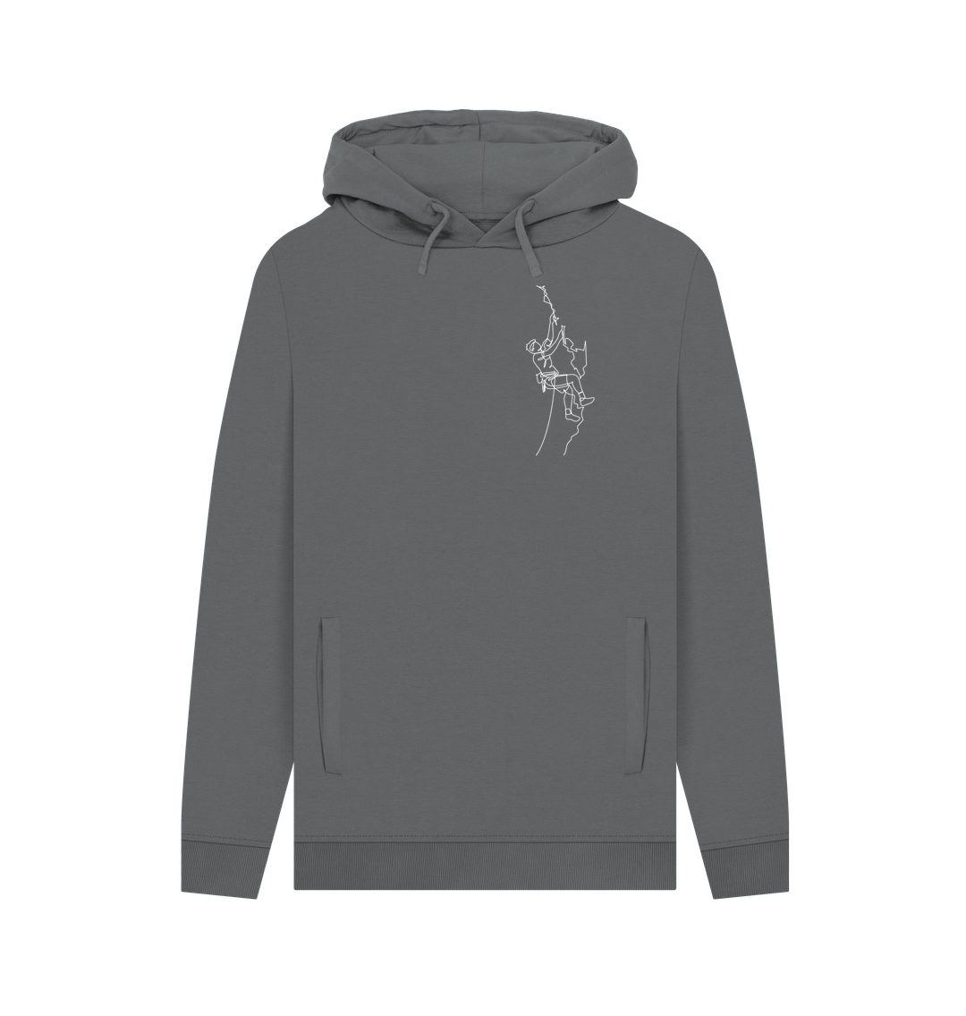 Slate Grey Men's Climber Organic Cotton Pullover Hoodie (White)